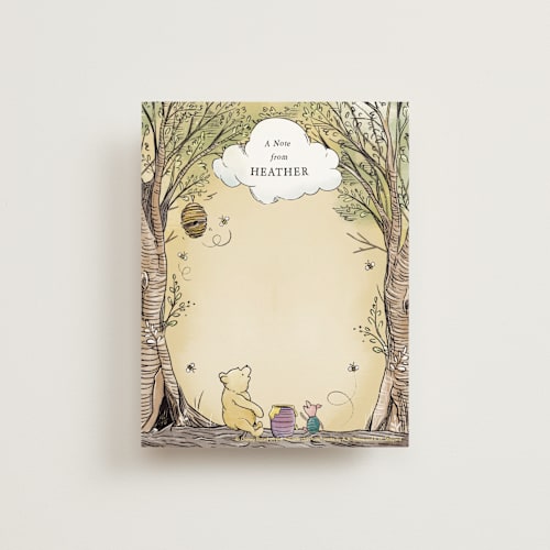 This is a sunshine kids thank you cards notes with standard by Becky Nimoy called disney's winnie the pooh in the wood printing on signature in standard