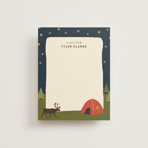 This is a tomato kids thank you cards notes with standard by Haley McCoy called camping printing on signature in standard