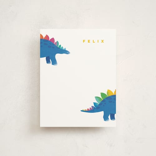 This is a ocean kids thank you cards notes with standard by Snow and Ivy called rainbowsaur printing on signature in standard