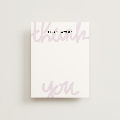 This is a violet kids thank you cards notes with standard by Kimberly FitzSimons called hand lettered printing on signature in standard