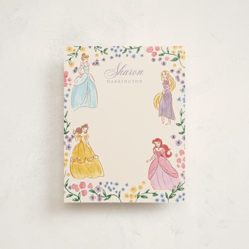 This is a buttercream kids thank you cards notes with standard by Cass Loh called disney princess garden party printing on signature in standard