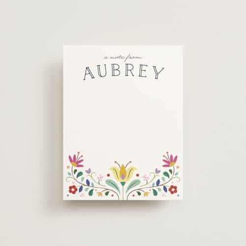 This is a sky kids thank you cards notes with standard by Amber Barkley called folk florals printing on signature in standard
