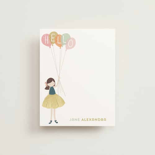 This is a buttercream kids thank you cards notes with standard by peetie design called a sweet hello printing on signature in standard