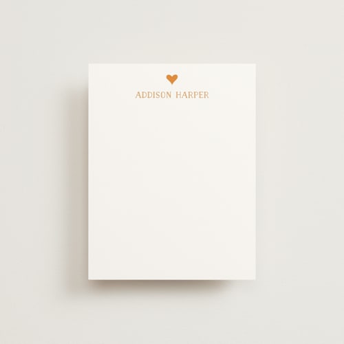 This is a tangerine kids thank you cards notes with standard by Lehan Veenker called a little heart printing on signature in standard