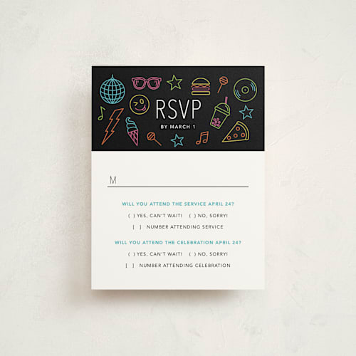 This is a candy bar mitzvah bat mitzvah invitations with standard by Brandy Folse called neon vibes printing on signature in standard