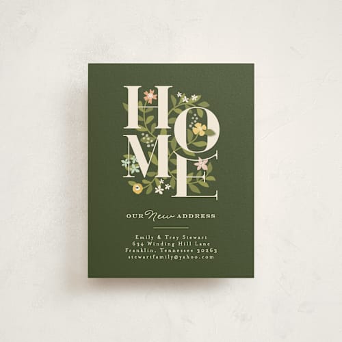 This is a fern moving announcements by Jennifer Wick called enchanted home printing on signature in standard