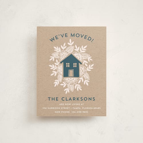 This is a midnight moving announcements with standard by Katharine Watson called floral house printing on signature in standard