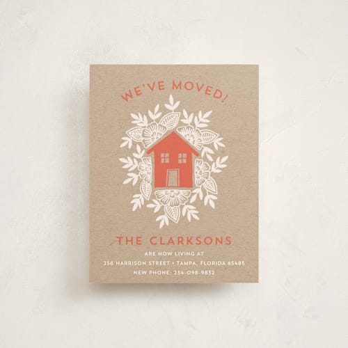 This is a tomato moving announcements with standard by Katharine Watson called floral house printing on signature in standard