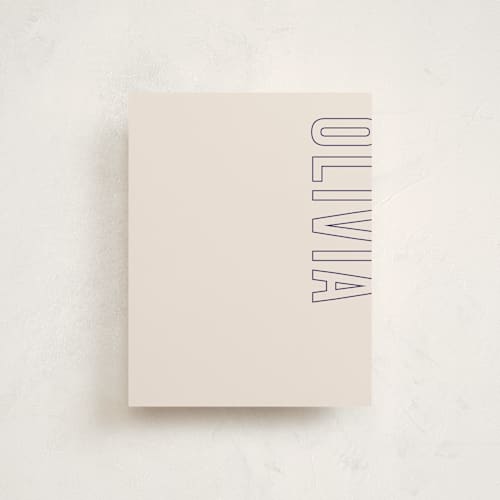 This is a navy personalized stationery thank you cards with standard by Ilene Guy called big name printing on signature in 4.25x5.5