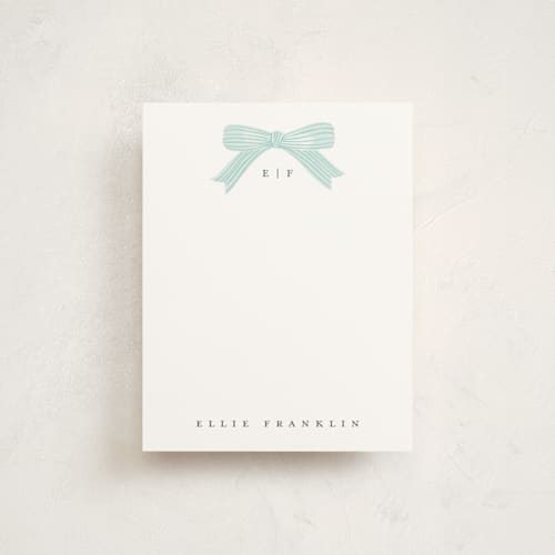 This is a robins egg personalized stationery thank you cards with standard by Paper Raven Co. called delicately printing on signature in 4.25x5.5