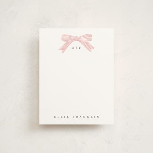 This is a blush personalized stationery thank you cards with standard by Paper Raven Co. called delicately printing on signature in 4.25x5.5