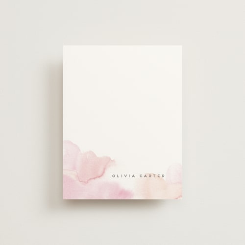 This is a coral personalized stationery thank you cards with standard by Creo Study called offshore printing on signature in 4.25x5.5