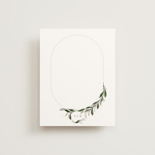 This is a sage personalized stationery thank you cards with standard by Erin L. Wilson called cameo printing on signature in 4.25x5.5