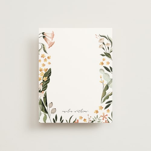 This is a forest personalized stationery thank you cards with standard by Vivian Yiwing called wild blossoms printing on signature in 4.25x5.5