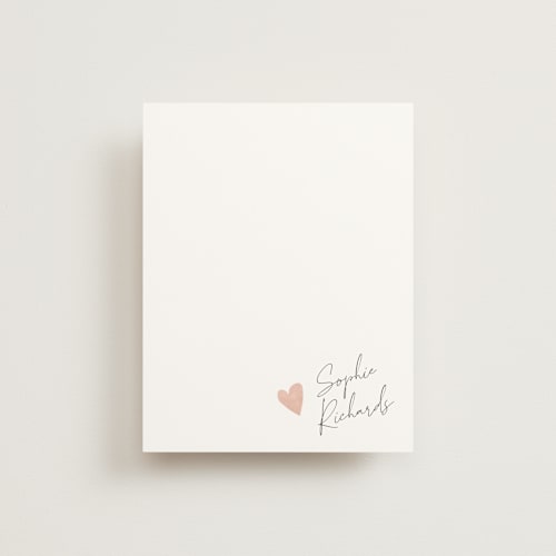 This is a blush personalized stationery thank you cards with standard by Adelyn T. called signed heart printing on signature in 4.25x5.5