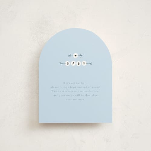 This is a aqua baby shower insert cards with standard by Baumbirdy called mom era printing on signature in standard