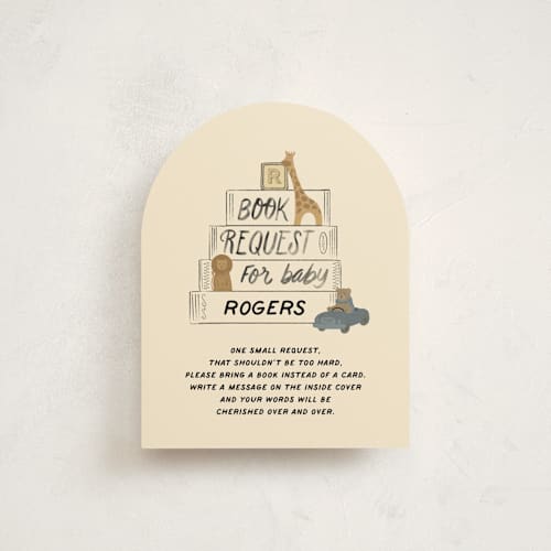 This is a butter baby shower insert cards with standard by Jenna Holcomb called little explorer printing on signature in standard