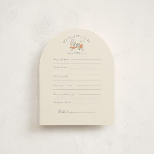 This is a vanilla baby shower insert cards with standard by Sabrin Deirani called vintage magic town printing on signature in standard