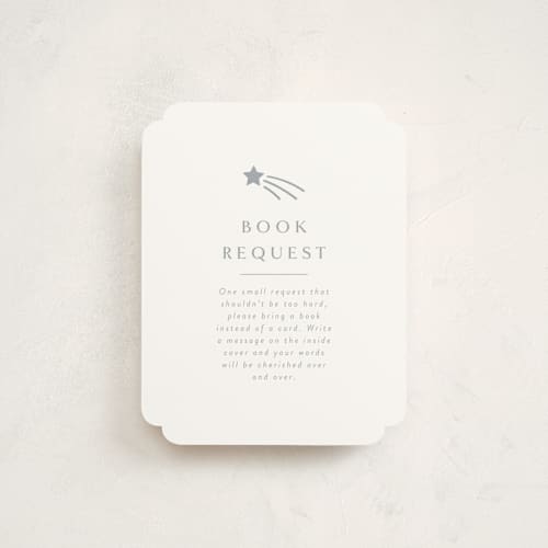 This is a slate baby shower insert cards with standard by Meggy Masters called little star printing on signature in standard