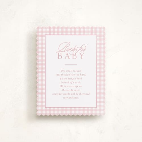 This is a cotton candy baby shower insert cards with standard by Creo Study called classic gingham printing on signature in standard