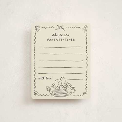 This is a beetle baby shower insert cards with standard by Creo Study called nesting era printing on signature in standard