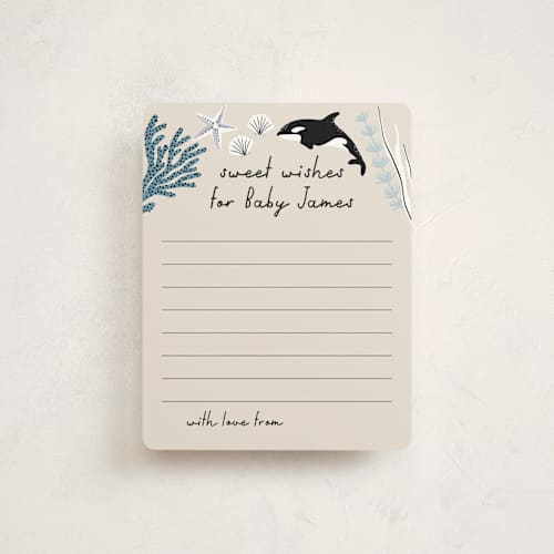 This is a ocean baby shower insert cards with standard by Alethea and Ruth called under the sea creatures printing on signature in standard