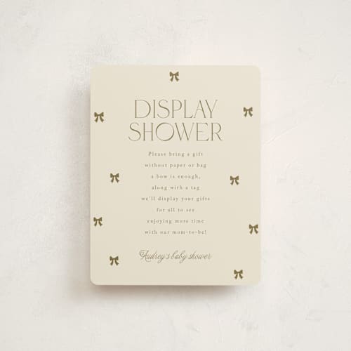 This is a vanilla baby shower insert cards with standard by Vera Lim called mini bows printing on signature in standard
