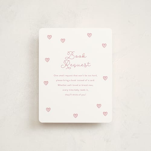 This is a strawberry baby shower insert cards with standard by Angela Garrick called little sweetheart printing on signature in standard