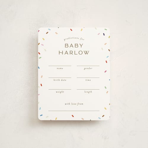This is a cloud baby shower insert cards with standard by Ellen Schlegelmilch called tiny bold sprinkles printing on signature in standard
