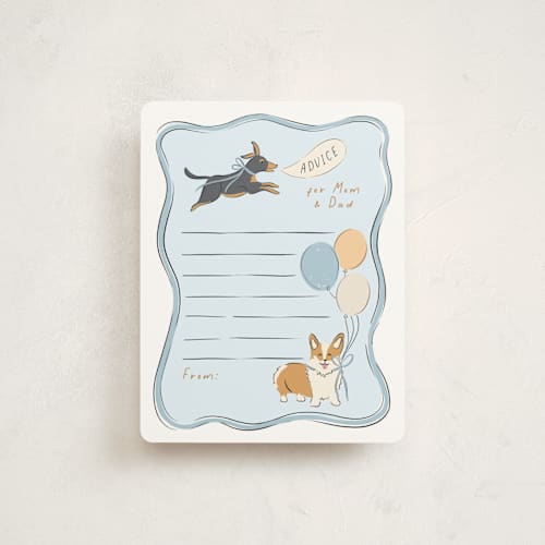 This is a fur baby shower insert cards with standard by Erin German called party puppies printing on signature in standard