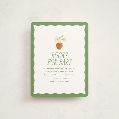 This is a strawberry baby shower insert cards with standard by Itsy Belle Studio called so berry sweet printing on signature in standard