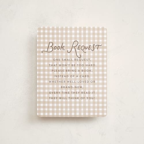 This is a tan baby shower insert cards with standard by Itsy Belle Studio called cutie pie printing on signature in standard