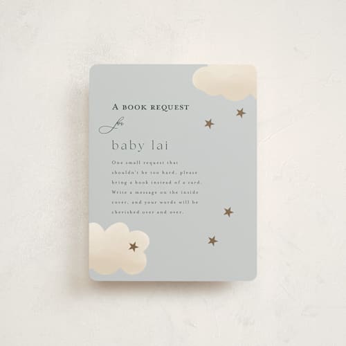 This is a sky baby shower insert cards with standard by Joyce Pinheiro called twinkle twinkle printing on signature in standard