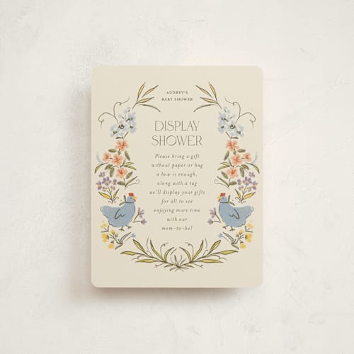 This is a creamery baby shower insert cards with standard by Vera Lim called whimsical frame printing on signature in standard