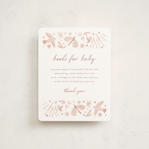 This is a sherbet baby shower insert cards with standard by Pixel and Hank called creatures printing on signature in standard