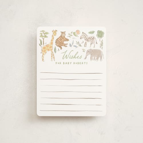 This is a jungle baby shower insert cards with standard by Creo Study called a wild one printing on signature in standard