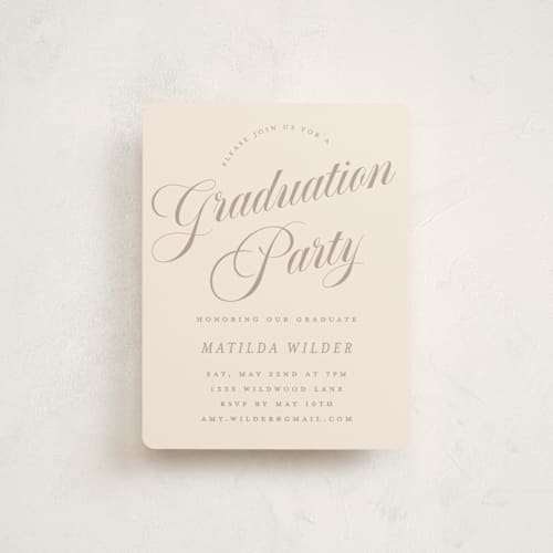 This is a almond graduation insert cards with standard by Morgan Kendall called modern curves printing on signature in standard
