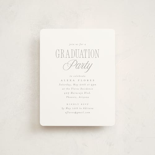 This is a sea salt graduation insert cards with standard by Everett Paper Goods called literary printing on signature in standard