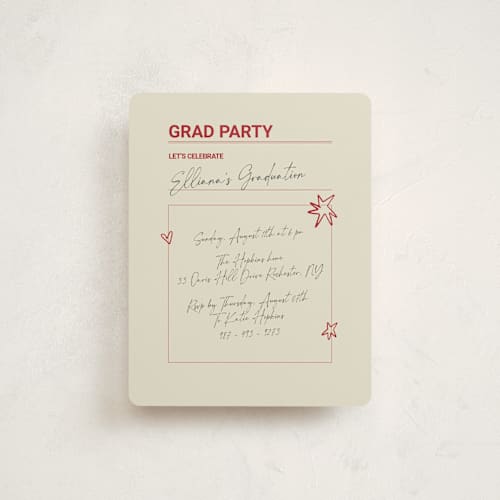 This is a parchment graduation insert cards with standard by Zove Ahhh called checklist complete printing on signature in standard