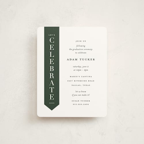 This is a pine graduation insert cards with standard by Lauren Chism called classic sash printing on signature in standard