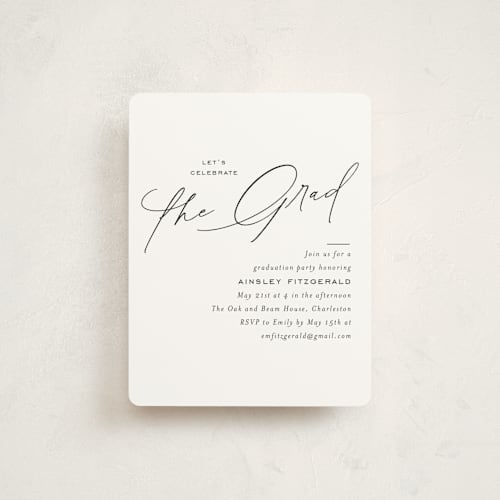 This is a cloud graduation insert cards with standard by Jackie Crawford called scripted corner printing on signature in standard