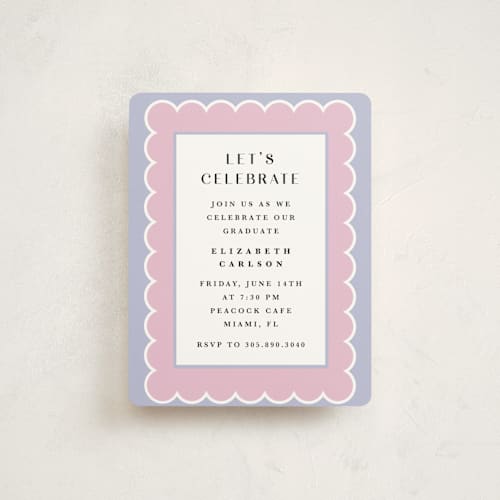 This is a lavender graduation insert cards with standard by Maria Alou called graduation stamp printing on signature in standard