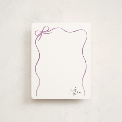This is a grape kids thank you cards notes with standard by Olivia Williams called painted bow printing on signature in standard