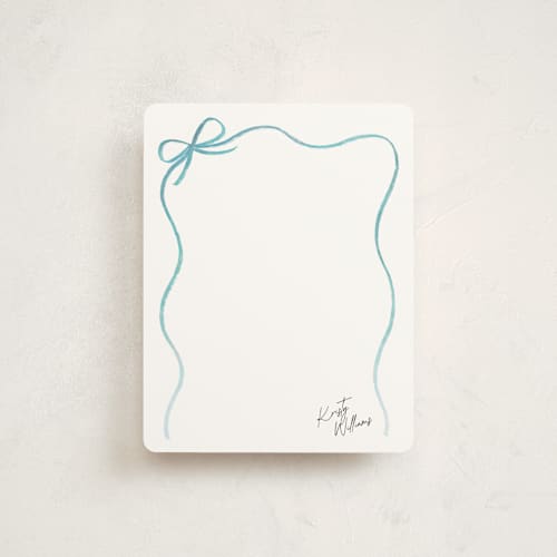 This is a blueberry kids thank you cards notes with standard by Olivia Williams called painted bow printing on signature in standard