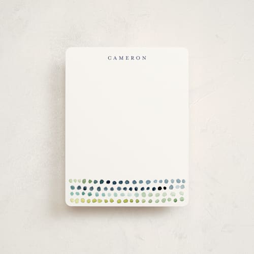 This is a navy kids thank you cards notes with standard by Loren Willis called watercolor dots printing on signature in standard