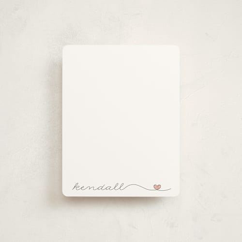 This is a coral kids thank you cards notes with standard by Erin Deegan called with love printing on signature in standard