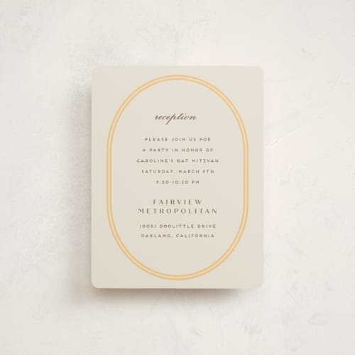 This is a melon bar mitzvah bat mitzvah invitations with standard by Megan Davis called bocce printing on signature in standard