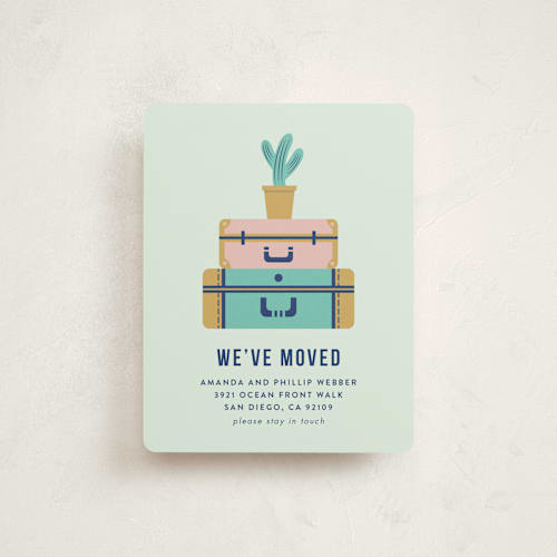 This is a mint moving announcements with standard by Kampai Designs called all packed printing on signature in standard