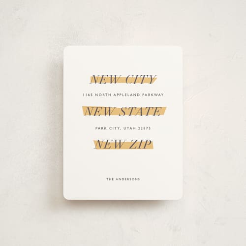 This is a tangerine moving announcements with standard by Bethany Anderson called mod move printing on signature in standard