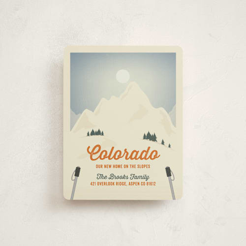 This is a bonfire moving announcements with standard by Lisa Cersovsky called moving mountains printing on signature in standard